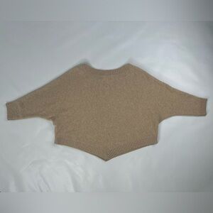 SHAE Studio 100% Cashmere Sweater Batwing Sleeve Handkerchief Hem Tan Size XS